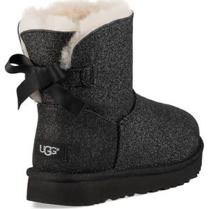NEW Mini Bailey Bow Glitter Uggs Black 6 US
